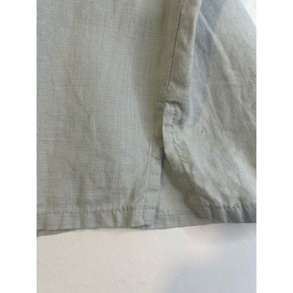 Flax light gray pull on wide leg cropped 100% linen pants with pockets size L - Picture 2 of 6